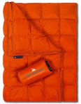 Get Out Gear Double Puffy Camping Blanket - Extra Puffy, Packable, Lightweight and Warm | Ideal for Outdoors, Travel, Stadium, Festivals, Beach, Hammock | Water-Resistant Camp Quilt (Orange/Gray)