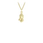 Carissima Gold Women's 9 ct Yellow Gold 8 x 20.8 mm Praying Hands Pendant on 9 ct Yellow Gold 0.4 mm Diamond Cut Curb Chain Necklace of Length 46 cm/18 Inch