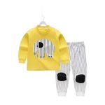 Fommy Baby Clothing Set - Adorable Yellow Elephant T Shirt with Striped Pants |Dress for Boys & Girls| Stylish Kids Dress for Boys | Comfortable Baby Girl Dress (Yellow Elephant, 1-2 Year)