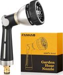 FANHAO Hose Pipe Spray Gun High Pressure, Heavy Duty Metal Garden Hose Gun with 8 Spray Patterns, Thumb Control, On Off Valve for Garden Watering, Car and Pet Washing