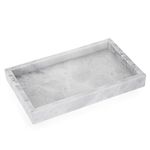 BSTKEY Natural Marble Stone Serving Tray Coffee Table Tray, Rectangle Jewelry Tray Organizer, Decorative Bathroom Vanity Tray Toilet Tank Storage Tray Bathtub Tray, 25x15CM (Grey)