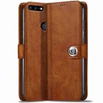 TheGiftKart Genuine Leather Finish iPhone 7 Plus Flip Back Cover Case | Inbuilt Pockets & Stand | Wallet Style | Designer Button Magnet Flip Cover Back Case for iPhone 7 Plus (Brown)