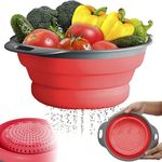 Ultimate Kitchen Strainer - Collapsible Silicone Colander For Easy Storage by Comfify - Use with Pasta & Veggies or as a Fruit or Berry Bowl with Strainer - Irreplaceable for Campers - Red