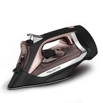 Rowenta, Iron, Access Stainless Steel Soleplate Steam Iron with Retractable Cord, Powerful Steam Diffusion, Auto-Off, Anti-Drip, 1725 Watts, Ironing, Black Clothes Iron, DW2459