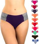 Pretty Sweet Intimates Women’s Laser Cut Cheeky Bikini Underwear, Pack of 10, Seamless and No Show with Lace