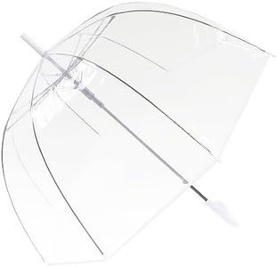 ThreeH Clear Bubble Umbrella Windproof Romantic Dome Rain Umbrella Auto Open Transparent POE Canopy for Weddings,White