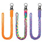 Vyuwast 3Pcs Paracord Lanyard Heavy Duty Lanyards for Neck Adjustable Braided Soft Badge Neck Strap Rope Lanyard Keychain Lanyard for Key Camera ID Card Badges Holder Phone Outdoor Activities