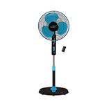 V-Guard Esfera 3 Blade Pedestal Fan With Remote Control | Adjustable Height | High-Speed 100% Copper Motor | Powder Coated Metal Grill | Blue Black | 40 cm (400mm)