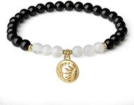 COAI Women's Gemstone Bracelet with Sun Moon Charm, 16.5 centimeters, Stone