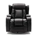 More4Homes - CAESAR 10-in-1 Manual Recliner Armchair - Sofa Chair for Living Room & Bedroom - Massage Sofa with Remote Control & Latch Recliner Mechanism - Bonded Leather, Black