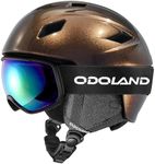 Odoland Ski Helmet and Goggles Set for Adults & Youth, Snowboard Helmet with Goggles - Shockproof Winter Sports Helmet with Protective Shell for Men, Women & Teens, Coffee Brown,M