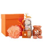 BodyHerbals Orange Soap Spa Diwali Gift Set for Women and Men| Bath and Body Care Kit with Spa Accessories | Gift Box Hamper For Couple| 6 Pcs| Luxury Gift for Birthdays, Anniversaries, Deepawali and Special Celebrations| 100 % Vegan