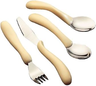 HOMECRAFT Standard Caring Cutlery, Arthritis Aids, For Weak Grip, Easy Grip Eating Utensils for Elderly or Disabled, Knife/Fork/Spoon/Teaspoon Set, Ivory, 4 count