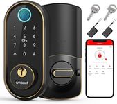 Smart Locks for Front Door - SMONET Fingerprint Keyless Entry Electronic Touchscreen Keypad Biometric Digital Bluetooth Door Lock, App Remote Control, Auto Lock, Easy Installation