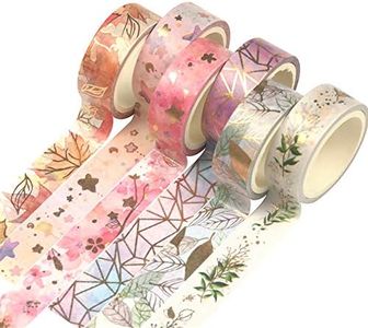 Yubbaex Gold Washi Tape Set VSCO Foil Masking Tape Decorative for Arts, DIY Crafts, Bullet Journal Supplies, Planners, Scrapbook, Card/Gift Wrapping -6 Rolls x 15mm- (Fromantic)