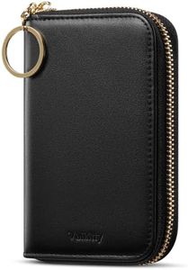 Vulkitty Wallet Women Zipper Bifold Small Leather Card Holder Wallet RFID Blocking with ID Window and Coin Pocket Black