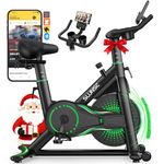 SLUNSE Exercise Bike for Home Use, Adjustable Magnetic Resistance Spin bike with Smart APP, Home Gym Equipment Stationary Bike with Dumbbell Rack, LCD Display, Tablet Holder, 180KG Weight Capacity