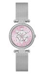 GUESS Stainless Steel Analog Pink Dial Women's Watch-Gw0032L3, Band_Silver