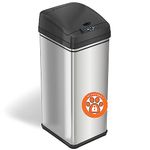 iTouchless 13 Gallon Pet-Proof Sensor Trash Can with AbsorbX Odor Filter Kitchen Garbage Bin Prevents Dogs & Cats Opening Lid, Stainless Steel plus PetGuard, Battery and AC Adapter (Not Included)