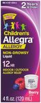 Allegra Children's 12HR Allergy Relief Non-drowsy Antihistamine Liquid, Berry Flavor, Alcohol-Free & Dye-Free, Fexofenadine HCl, 4 oz.