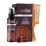 anthi: Anti-Hair Thinning Oil with Onion, Bhringaraj, Rosemary Extracts | For Hair Thickening & Growth | With Neem Wood Comb | Mineral Oil Free | For Men and Women 50 ml