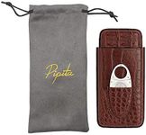 PIPITA Cigar Cases Portable Leather Travel Cigar Case, Cigar Holder 3 Tubes Cigar Humidor with Stainless Steel Cigar Cutter Portable Gift Bag (Brown)