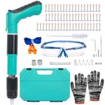 [Upgraded] Concrete Nail Gun Kits with 50pcs Round Nails,5 Speed Adjustable Manual Steel Nail Gun Tool,Wall Fastening Power Tool, Portable Nail Shooting Machine for Ceiling Wire Slotting (Blue)