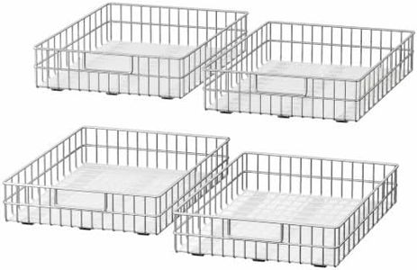 Pull out Cabinet Organizer, Stainless Steel 4-Pack (20.1"W x 21"D) Full-Extension Slide out Drawer, Adhesive Roll out Can Spice Storage Basket Shelf Rack for Pantry, Kitchen, Bathroom, Home Closet
