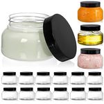 Yarlung 16 Pack 8 Oz Plastic Jars with Lids, Clear Body Scrub Jars Empty Refillable Containers Round Low Profile Samples Jars for Makeup, Body Butter, Creams, Slime, Travel Storage