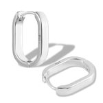 ALEXCRAFT Geometric Squre Silver Hoop Earrings for Women Chunky Oval Huggie Hoops S925 Hypoallergenic Earrings