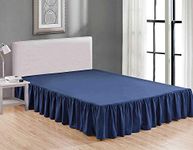 Ruffle Bed Skirt with Split Corners Bedskirt 16 Inch Tailored Drop Easy Fit Shrinkage and Fade Resistant Ultrasoft Microfiber/Poly Cotton Dust Ruffle Navy Blue_King Size