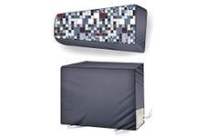 Stylista ac Cover Set of Indoor and Outdoor Unit for 1 ton Capacity Abstract Pattern Grey