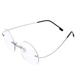 Rimless Photochromism Gray Bifocal Reading Glasses +2.75 Strength Flexible Titanium Lightweight Round Transition Readers Eyeglasses