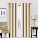 EASELAND Blackout Curtains 2 Panels Set Thermal Insulated Window Treatment Solid Eyelet Darkening Curtain for Living Room Bedroom Nursery,Beige,66x90 Inches