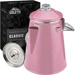 COLETTI Classic Percolator Coffee Pot — Camping Coffee Percolator, Campfire Coffee Pot – Camping Percolator for Groups — Brew for the Whole Campsite (Pink, 12 Cup)