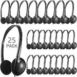 CN-Outlet Wholesale Kids Headphones in Bulk 25 Pack for School Classroom Students Children and Adults - Black (25 Black Straight)