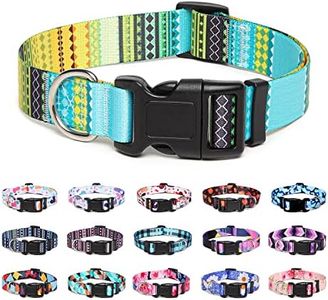Suredoo Collar Perro, Ajustable y Resistente con Patrones de Moda, Collar Nylon Cómodos para Perros Pequeños Medianos Grandes, Cachorros (S (Cuello 25-40cm, Ancho 1.5cm), Amarillo)
