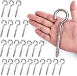 YAIRMIS 25 Pack 5 Inch Eye Bolts M8 Screw in Hooks,304 Stainless Steel Screw-in Hooks，Metal Ceiling Hooks，for Hanging Plants, Yoga, Lighting fixtures, Indoor and Outdoor use (25, M8-5inch)