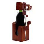 Cork Genius 3D Wine Bottle Puzzle - Wooden Wine Bottle Holder and Bottle Lock Puzzle for Adult Party Games and Game Night - Fun and Useful Wine Lover Gifts - Rustic Wine Storage Room Decor
