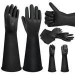 3 Pairs 18" Heavy Duty Rubber Gloves Long Rubber Gloves Drain PPE Safety Gloves Waterproof Work Gloves, Resist Strong Acid, Alkali and Oil, Non-Slip