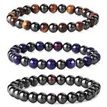 Hot And Bold Gemstone Bead Bracelet Set With Certificate, Natural Stones, Stylish Jewelry For Unisex Adult (Eternal Beauty Combo Bracelet)