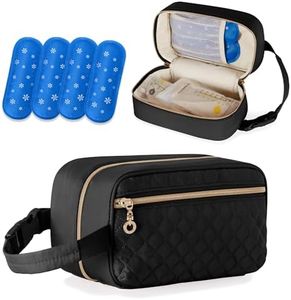 Damero Breastmilk Cooler Bag with 4 Ice Packs -Breastmilk Cooler Travel Bag Organizer with Detachable Buckle Handle for Daycare and Breastfeeding Mom,Black