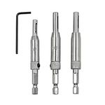 Hinge Drill Bit Set 3Pcs,1/4" Hex Shank Hinge Drill Bit Guide Set Quick Release Drill Bit Guide Set,Puncher Hole Drilling Tool 5/64”, 7/64”, 9/64”, 11/64”,For Door Cabinet Hinge Hole Drill Bit