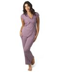 Kindred Bravely Davy Maternity & Nursing Pajamas | Premium Postpartum Pajamas Set (Dusty Mauve, X-Large)