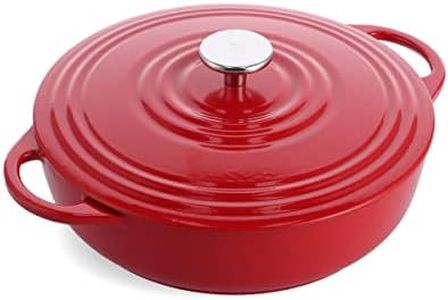 BK Bourgogne Enameled Cast Iron Induction 4.2QT Nonstick Braiser, PFAS Free, Dishwasher Safe, Chili Red