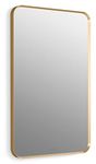 Kohler Essential Rectangle Decorative Mirror for Wall 22"x 34" (560mmX864mm) Modern Brushed Gold Frame with Silver Coated Glass - Mirror for Bathroom, Living Room, Bedroom - Premium Metal