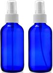 Sally's Organics 4oz Empty Blue Glass Spray Bottles - Small 4 oz Misters Great for Face Spritz, Essential Oils, Beauty Solutions, and Cleaning Sprayer - Portable Atomizer Spritzer - 2 Pack