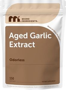 Micro Ingredients Odorless Garlic, 150 Softgels | 2 Years Aged Garlic Extract | Grown Allium Sativum Bulb | Natural Herbal Supplements | Non-GMO, Gluten Free