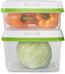 Rubbermaid 4-Piece Produce Saver Containers for Refrigerator with Lids for Food Storage, Dishwasher Safe, Clear/Green