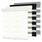 Boolegon Cordless Zebra Blinds for Windows Light Filtering Roller Shades Dual Layer Day and Night Privacy,Light Control,Easy to Install for Home, White, 28" W x 36" H